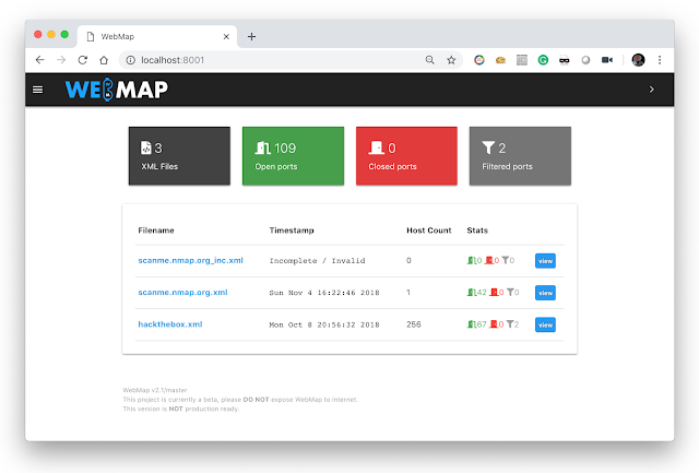 WebMap - Nmap Web Dashboard And Reporting