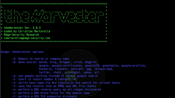 theHarvester v3.0.3 - E-mails, Subdomains And Names Harvester (OSINT)