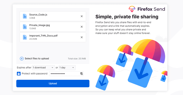 firefox send encrypted file sharing service