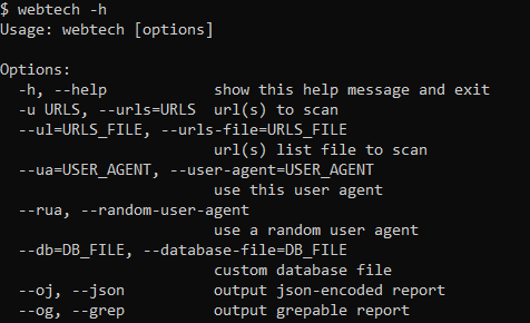 Webtech - Identify Technologies Used On Websites