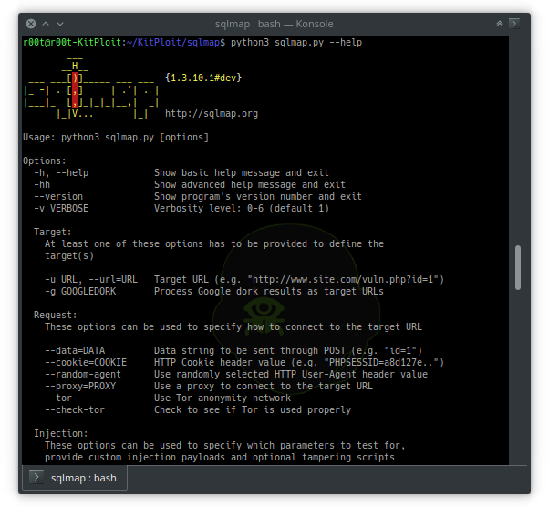SQLMap v1.3.10 - Automatic SQL Injection And Database Takeover Tool