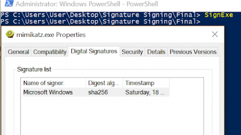 Digital Signature Hijack - Binaries, PowerShell Scripts And Information About Digital Signature Hijacking