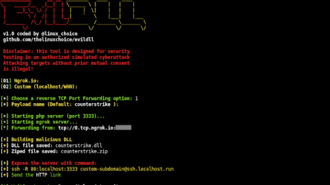 EvilDLL - Malicious DLL (Reverse Shell) Generator For DLL Hijacking