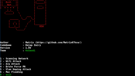 EvilNet - Network Attack Wifi Attack Vlan Attack Arp Attack Mac Attack Attack Revealed Etc...