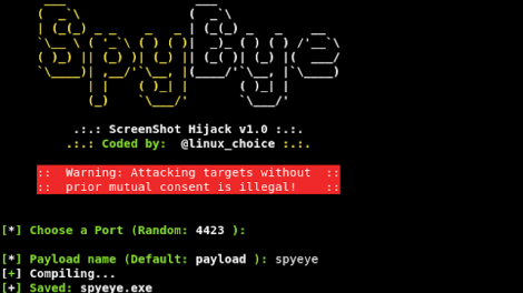 Spyeye - Script To Generate Win32 .Exe File To Take Screenshots