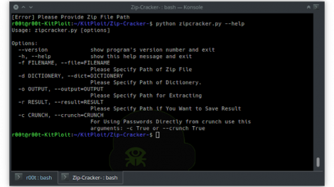 Zip Cracker - Python Script To Crack Zip Password With Dictionary Attack And Also Use Crunch As Pipeline