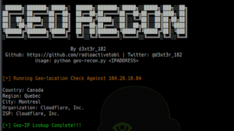 Geo-Recon - An OSINT CLI Tool Desgined To Fast Track IP Reputation And Geo-locaton Look Up For Security Analysts