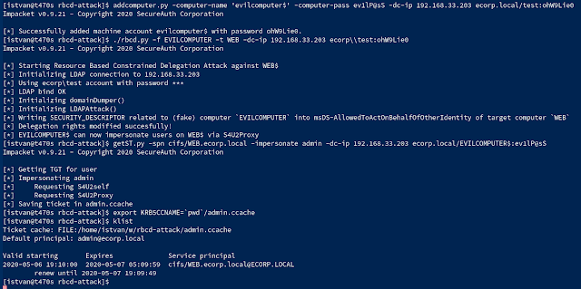 Rbcd-Attack - Kerberos Resource-Based Constrained Delegation Attack From Outside Using Impacket