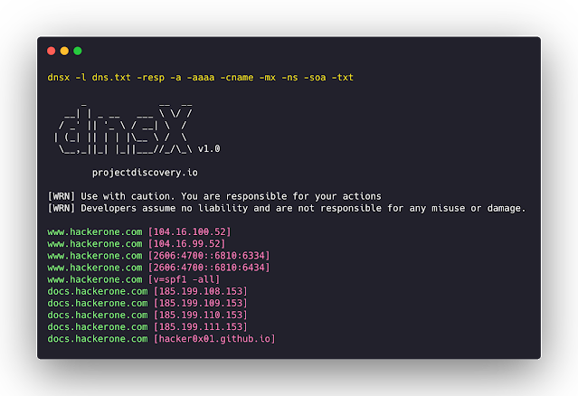 DNSx - A Fast And Multi-Purpose DNS Toolkit Allow To Run Multiple DNS Queries Of Your Choice With A List Of User-Supplied Resolvers