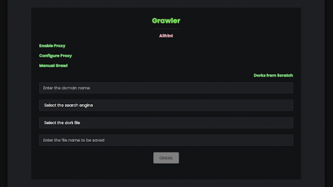 Grawler - Tool Which Comes With A Web Interface That Automates The Task Of Using Google Dorks, Scrapes The Results, And Stores Them In A File